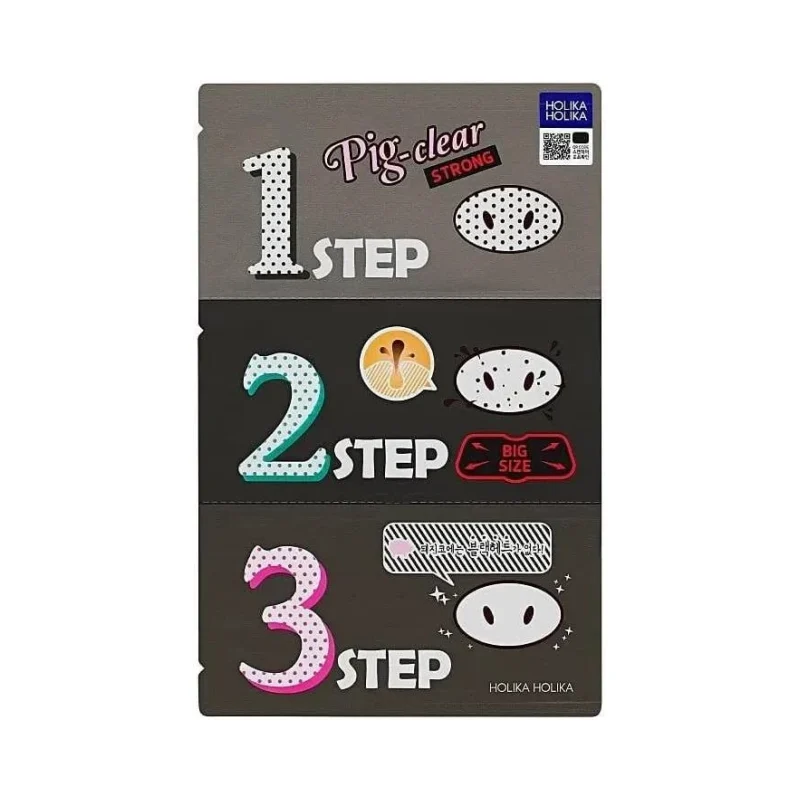 Holika Holika Почистващи ленти за нос Pig-Clear Blackhead 3-Step Kit, Strong, 3 броя