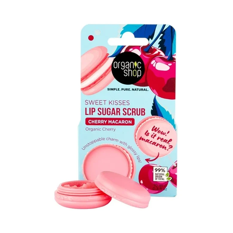 Organic Shop Ексфолиант за устни Cherry Macaron