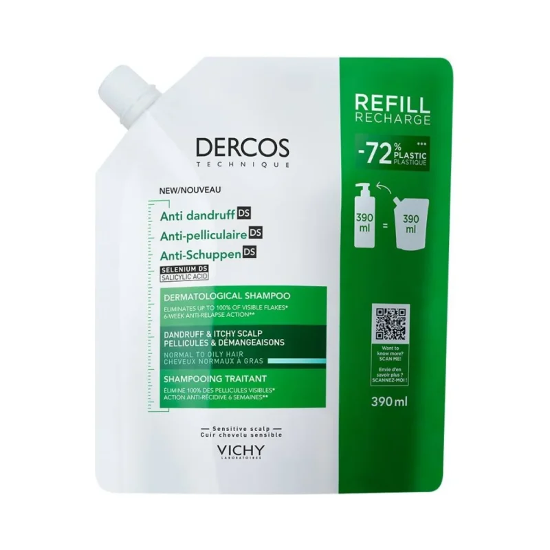 Vichy Dercos Шампоан против пърхот за нормална до мазна коса Anti-dandruff DS, пълнител