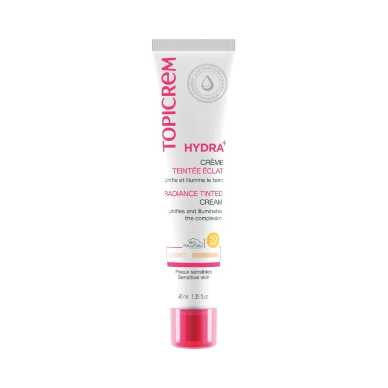 Topicrem Hydra+ Хидратиращ оцветен крем за лице Radiance, Light, SPF50