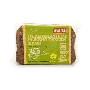 Хляб Delba пълнозърнест ръжено-овесен веган 300 гр - Delba