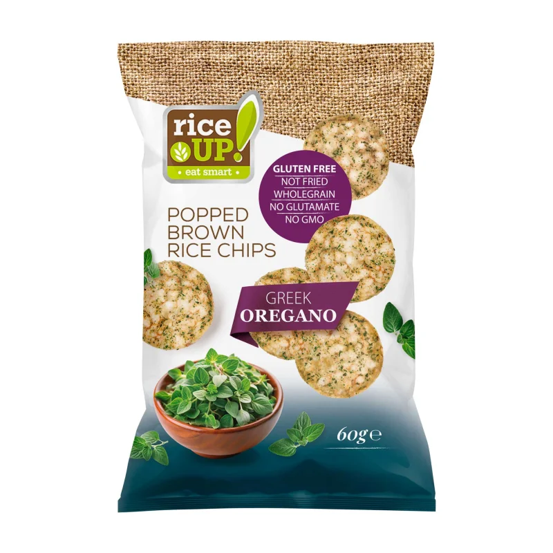Чипс от пълнозърнест ориз RiceUP! с гръцки риган, 60g - Rice Up