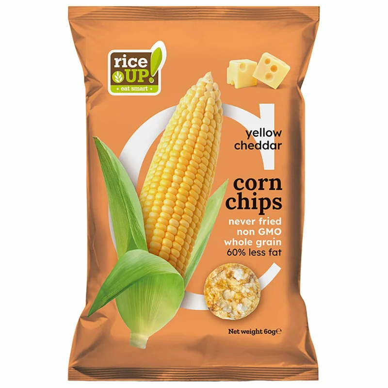 RiceUP! Царевичен чипс, Чедър, 60g
