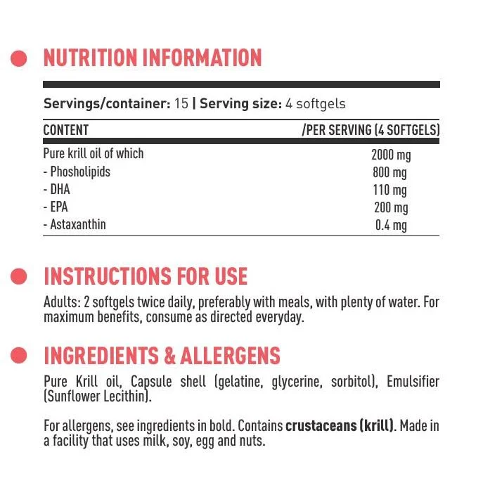 DY Life Krill Oil 500 mg (15 дози) / 60 Гел капсули - Dorian Yates Nutrition