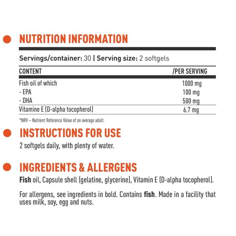 DY Life Omega 3 500 mg | with 10% EPA & 50% DHA (20 дози) / 60 Гел капсули - Dorian Yates Nutrition