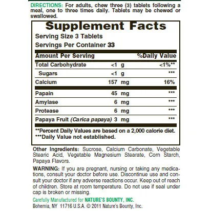 Papaya Enzyme / 100 caps - Nature's Bounty