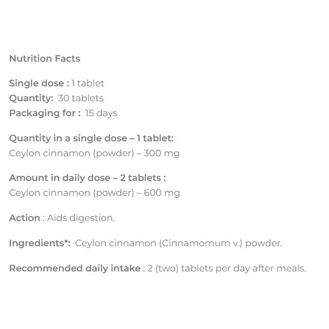 Ceylon Cinnamon / 30 Tabs - Cvetita Herbal