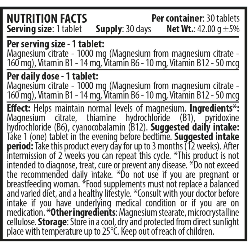 Magnesium with B-Complex / 30 Tabs (30 дози) - Cvetita Herbal