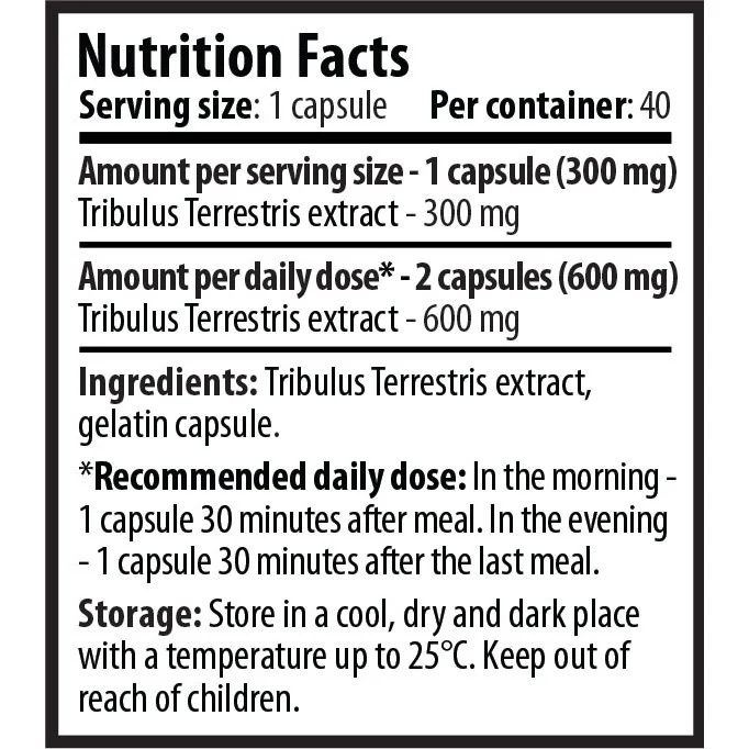 Tribulus 300mg / 40 Caps. - Cvetita Herbal