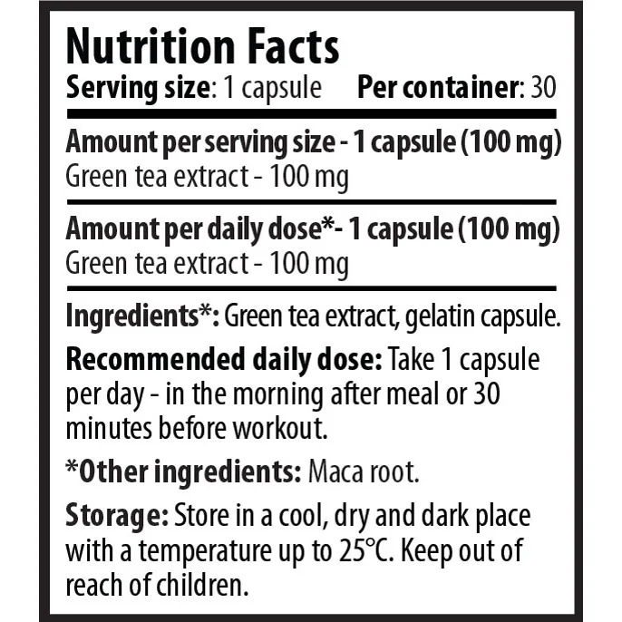 Green Tea 100mg. / 30 Caps. - Cvetita Herbal
