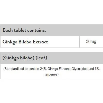 Ginkgo Biloba 30 mg / 120 капсули, 120 дози - Holland And Barrett