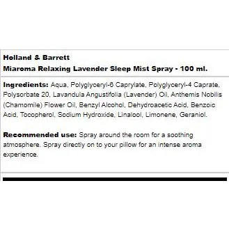 Miaroma Relaxing Lavender | Sleep Mist Spray / 100 мл - Holland And Barrett
