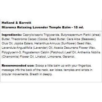 Miaroma Relaxing Lavender | Temple Balm / 15 мл - Holland And Barrett