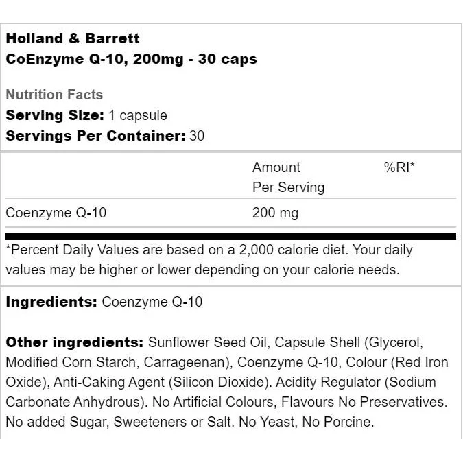 CoEnzyme Q-10 30 mg / 200 Таблетки, 200 дози - Holland And Barrett
