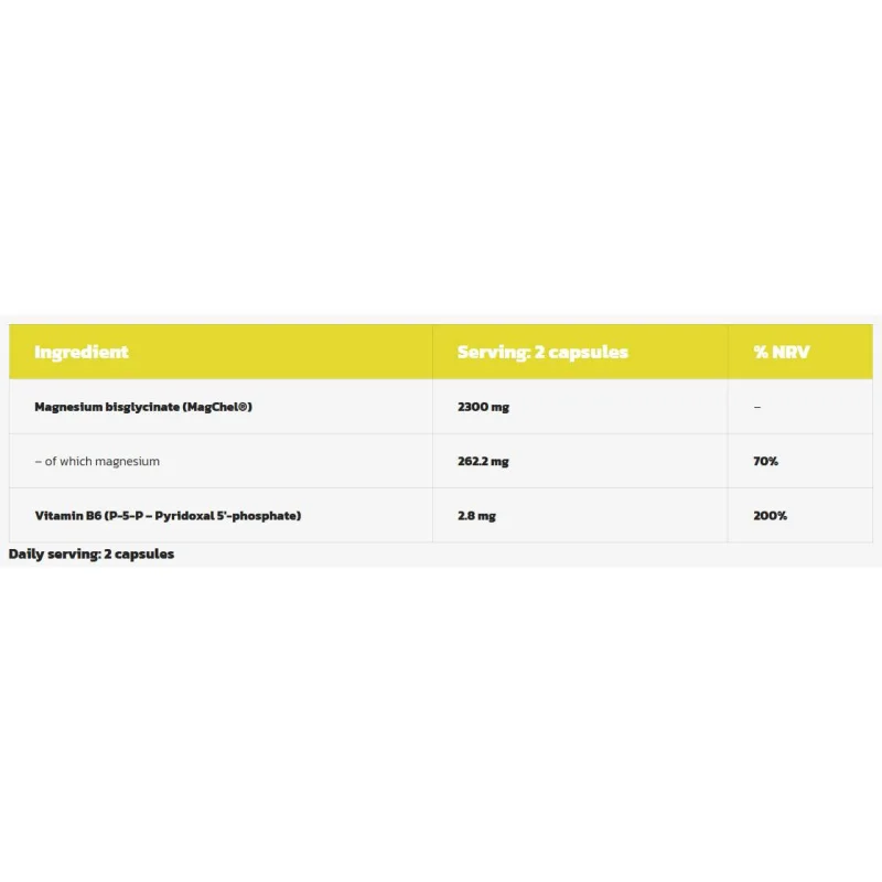 Magnesium Glycinate | MagChel® Bisglycinate + Vitamin B6 (60 дози) / 120 капсули - Hero.Lab