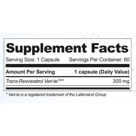 Resveratrol Veri-te™ 300 mg (60 дози) / 60 капсули - Hero.Lab