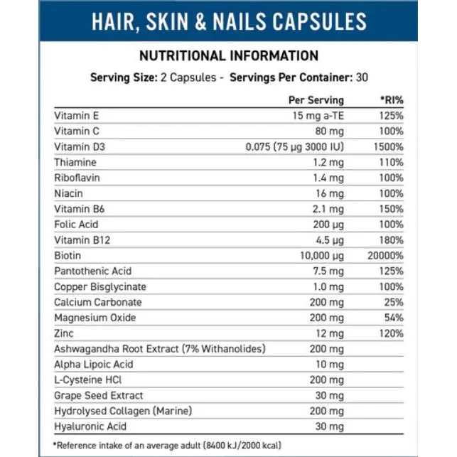 Hair, Skin & Nails / 60 капсули, 30 дози - Applied Nutrition