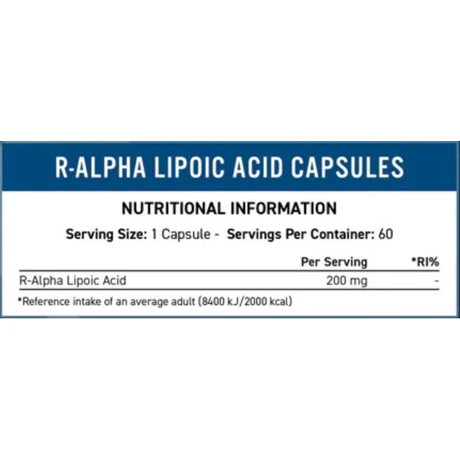 R-ALA 200 mg | R-Alpha Lipoic Acid / 60 капсули, 60 дози - Applied Nutrition