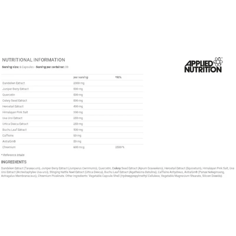 Shed H2O - Water Out Complex / 180 капсули, 30 дози - Applied Nutrition