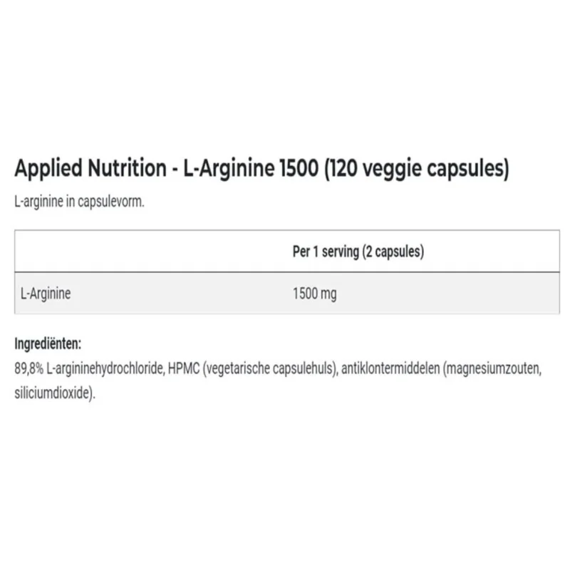 L-Arginine 1500 / 120 капсули, 60 дози - Applied Nutrition