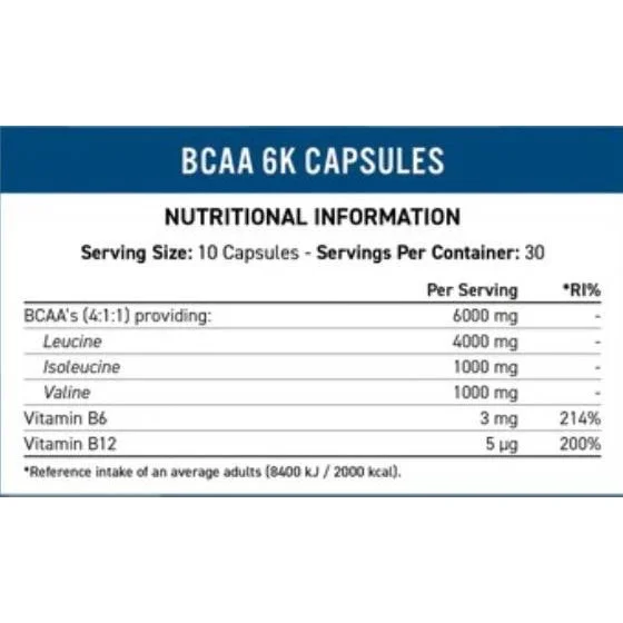 BCAA 6K / 300 капсули, 30 дози - Applied Nutrition