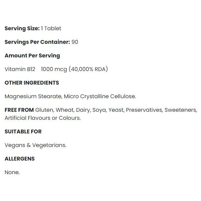 Vitamin B12 1000 mcg / 90 Таблетки, 90 дози / 90 капсули - Applied Nutrition