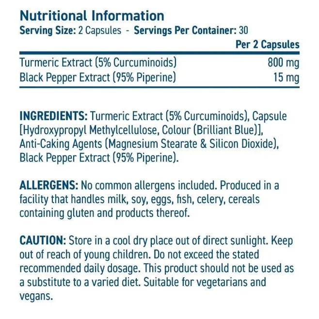 Solutions Turmeric 800 mg | with Black Pepper (30 дози) / 60 капсули - Applied Nutrition