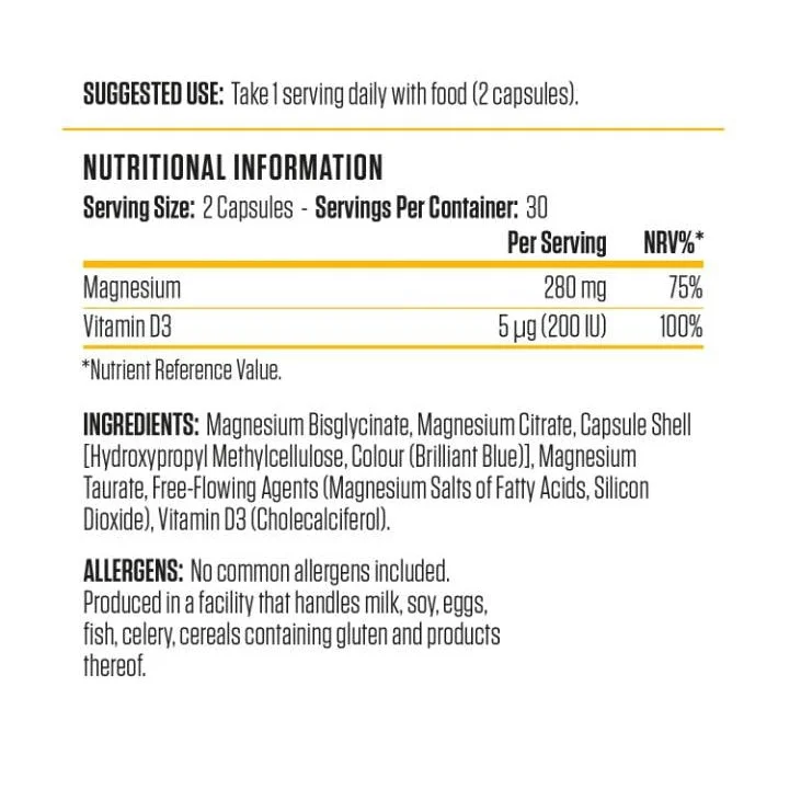 Magnesium & Vitamin D3 (30 дози) / 60 капсули - Applied Nutrition