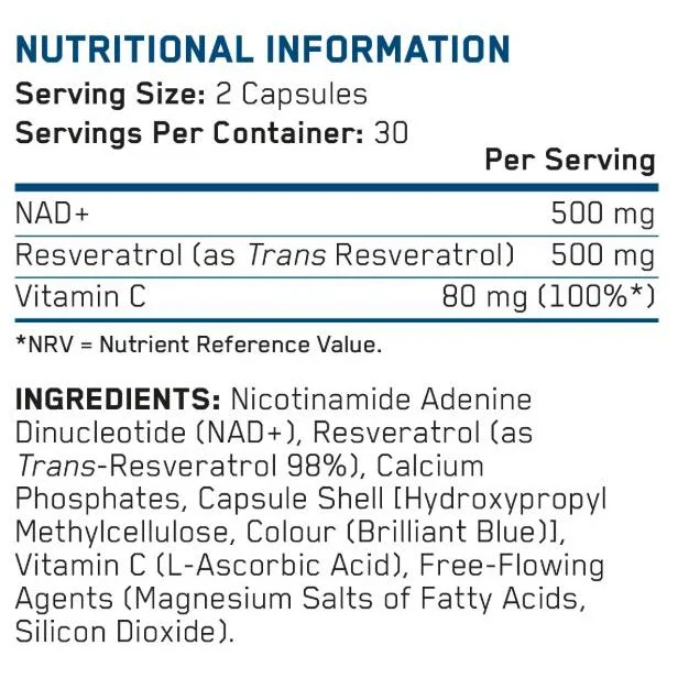 NAD + Resveratrol (30 дози) / 60 капсули - Applied Nutrition