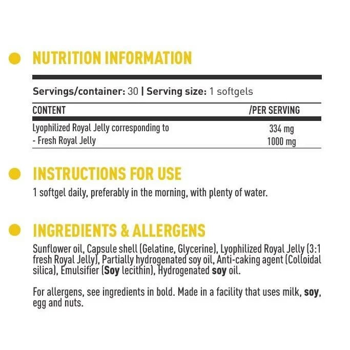 DY Life Lyophilized Royal Jelly 334 mg (30 дози) / 30 Гел капсули - Dorian Yates Nutrition