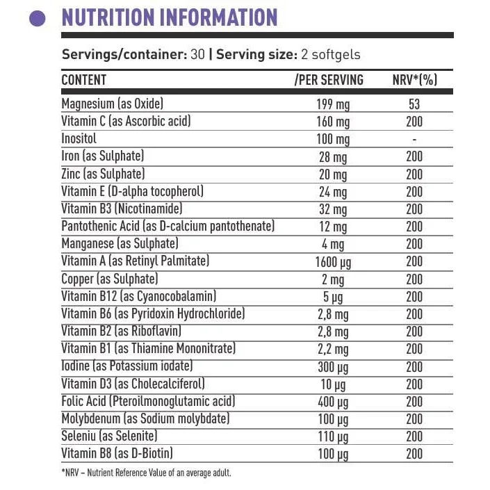 DY Life Multivitamin (30 дози) / 60 Гел капсули - Dorian Yates Nutrition