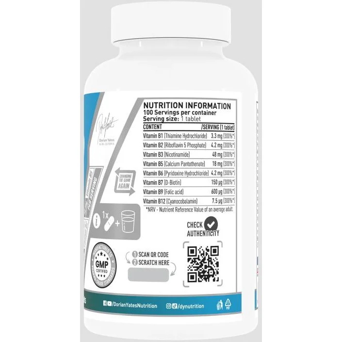 Vitamin B Complex / 100 Таблетки, 100 дози - Dorian Yates Nutrition