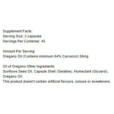 Oil of Oregano 56 mg / 90 капсули, 45 дози - Holland And Barrett