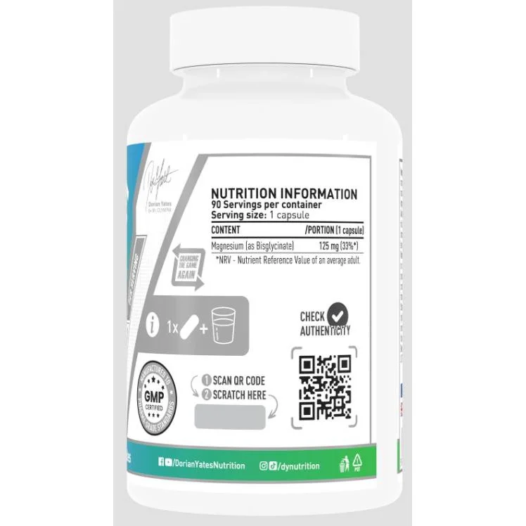 Magnesium Bisglycinate | 125 mg Glycinate (90 дози) / 90 капсули - Dorian Yates Nutrition