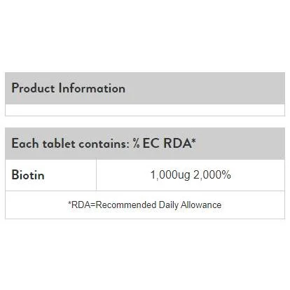 Biotin 1000 mcg / 120 Таблетки, 120 дози - Holland And Barrett