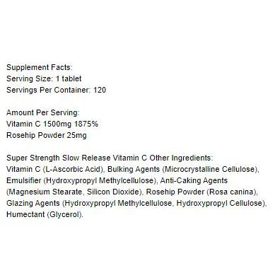 Super Strength Slow Release Vitamin C 1500 mg / 120 Таблетки, 120 дози - Holland And Barrett