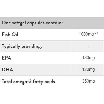 Omega 3 Fish Oil Concentrate 1000 mg / 240 Гел капсули, 240 дози - Holland And Barrett