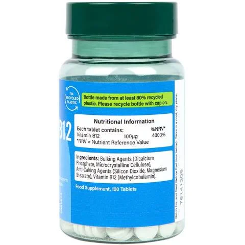 Vitamin B12 100 mcg | Methylcobalamin / 120 Таблетки, 120 дози - Holland And Barrett