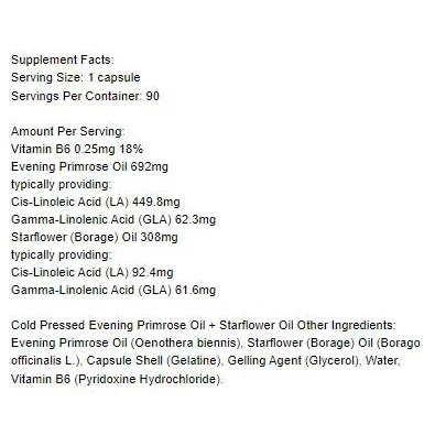Cold Pressed Evening Primrose Oil + Starflower Oil / 90 Гел капсули, 90 дози - Holland And Barrett