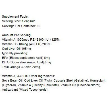 Vitamin A 3300 IU / 90 Гел капсули, 90 дози - Holland And Barrett