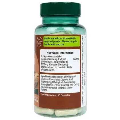 Korean Ginseng 1500 mg / 90 капсули, 30 дози - Holland And Barrett
