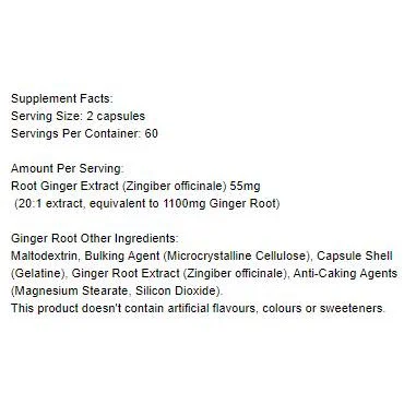 Ginger Root 1100 mg / 120 капсули, 60 дози - Holland And Barrett