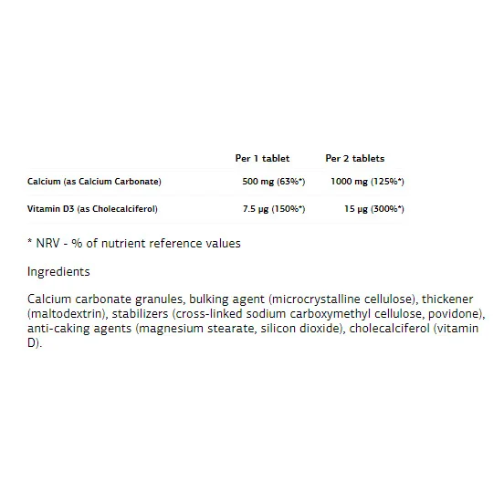 UltraVit Calcium D3 - Калций + Витамин D3, Разфасовка 90 tabs - VPLab