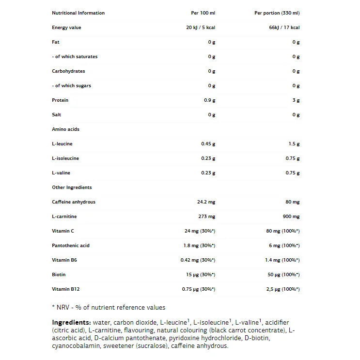 BCAA Energy 2:1:1 + L-Carnitine - BCAA + Л-Карнитин - VPLab
