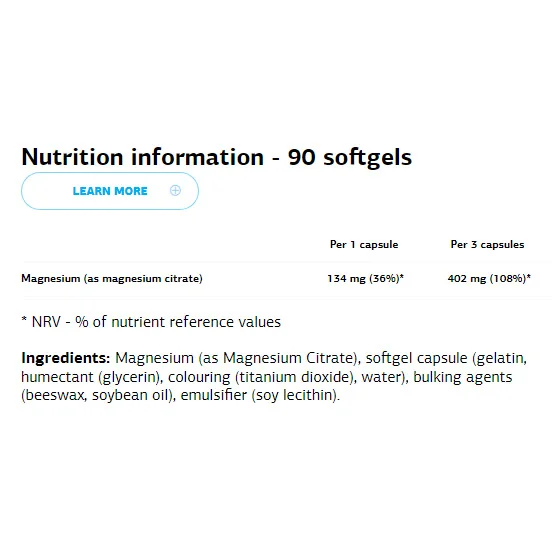 Magnesium Citrate - Магнезий, Разфасовка 90 sgels - VPLab