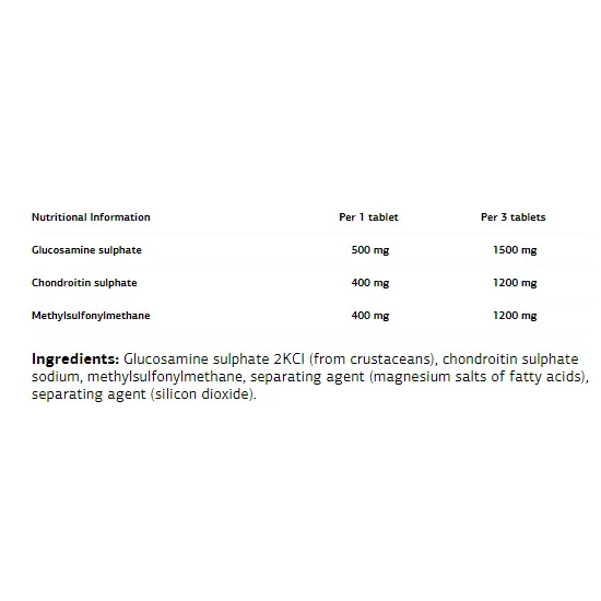 UltraVit Glucosamine Chondroitin MSM - Ставен Комплекс, Разфасовка 90 tabs - VPLab