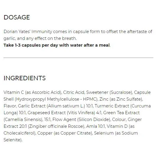 Immunity | Complete Immune System Care / 90 капсули, 90 дози - Dorian Yates Nutrition