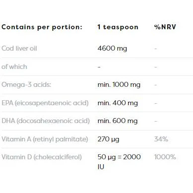 Norwegian Cod Liver Oil + D3 | Lemon Flavored Liquid Omega + D3 / 250 мл - Osavi