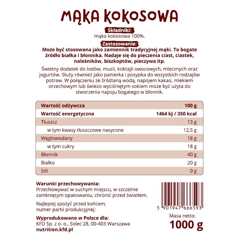 KFD Coconut Flour - Кокосово Брашно - KFD Nutrition
