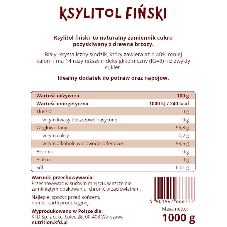 KFD Xylitol - Подсладител - Ксилитол - KFD Nutrition